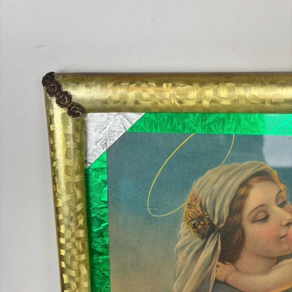 Vintage “Mother of our Savior” picture-framed & matted-Religious Art